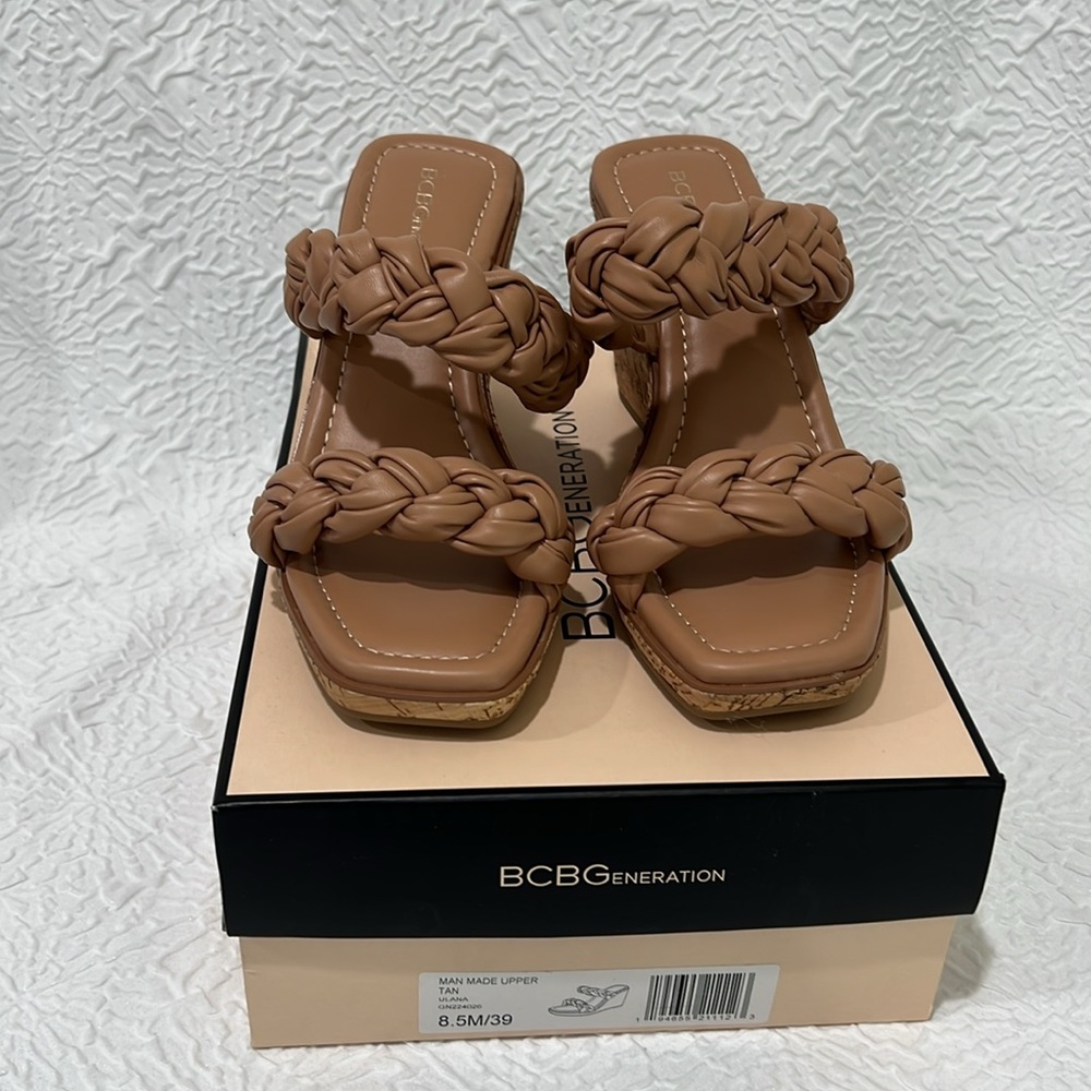 BRAND NEW - BCBGeneration - ULANA Women's Tan Wedge Sandals - 8.5 M - Picture 5 of 5